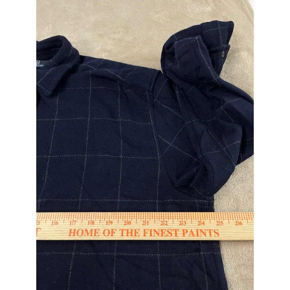 Vintage Polo by Ralph Lauren Shirt XL navy plaid Wool Button‎ Down Long Sleeve
